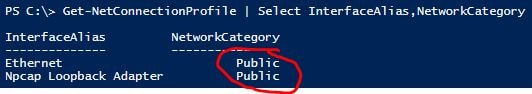 Windows Network Category Setting